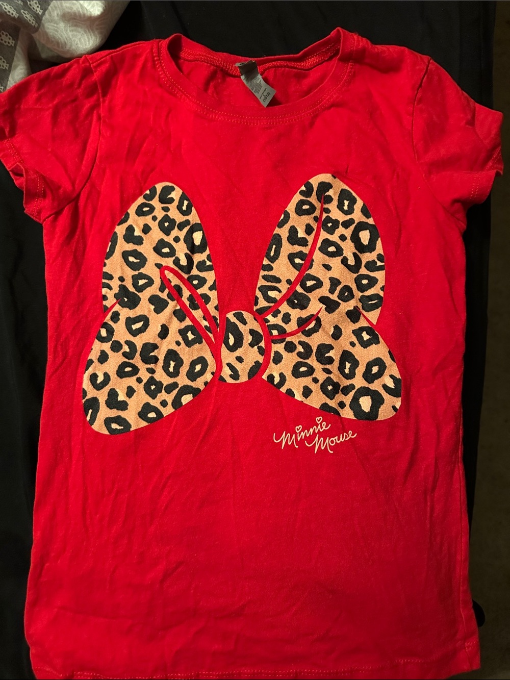 Kids Red Tee with Leopard Bow